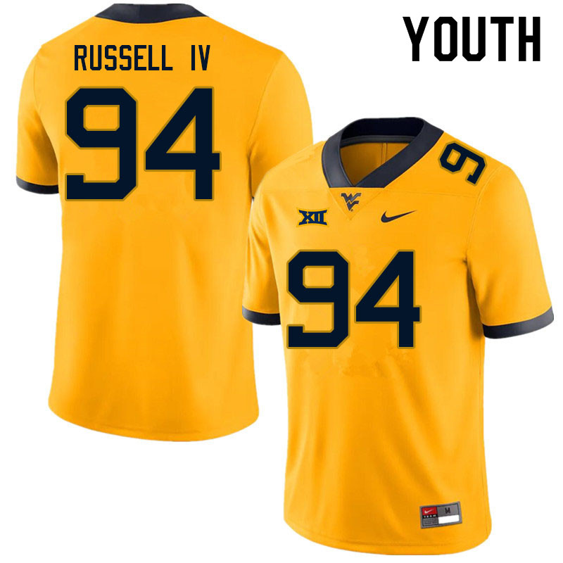 NCAA Youth Hammond Russell IV West Virginia Mountaineers Gold #94 Nike Stitched Football College Authentic Jersey BS23E02MJ